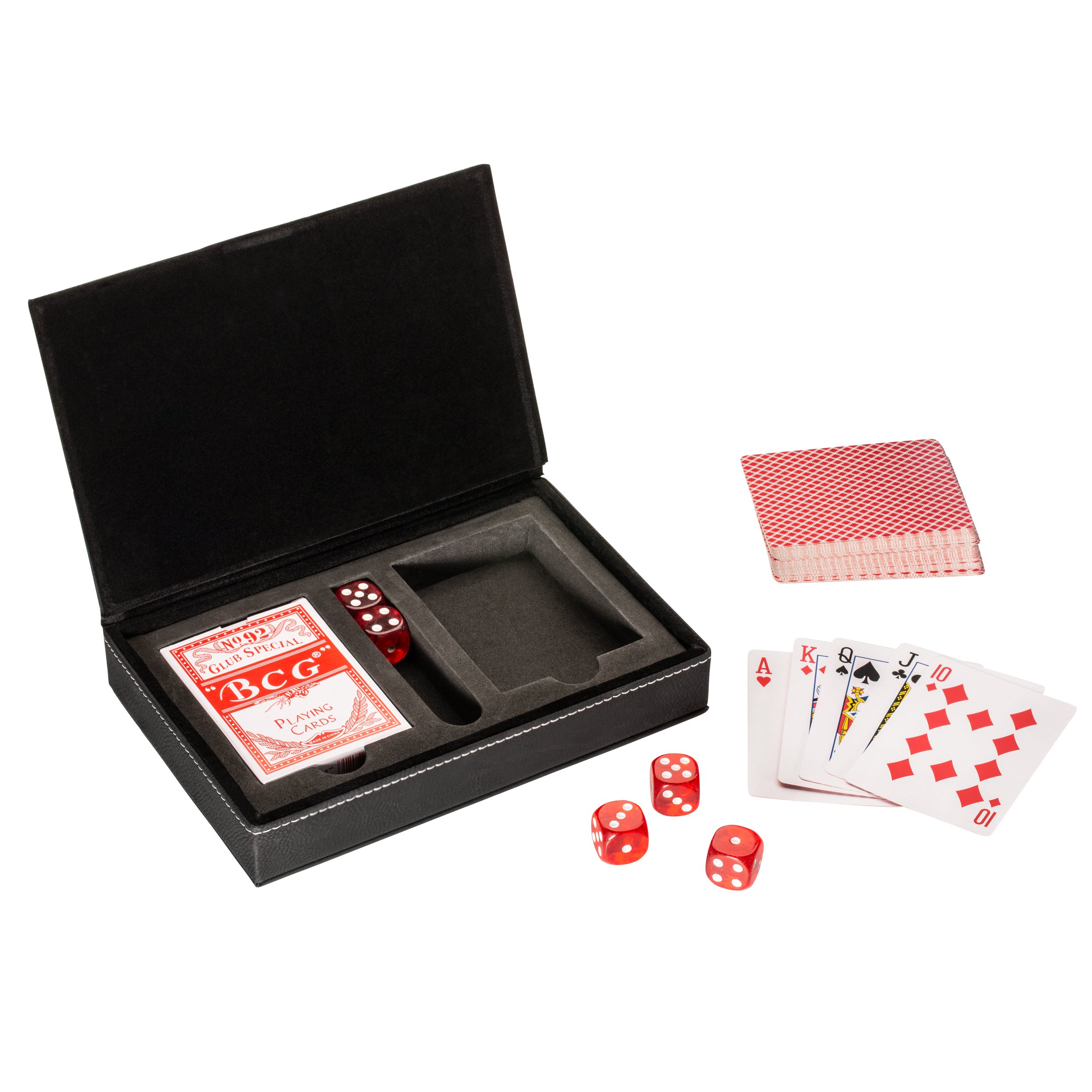2 Kartenspielen u fünf Würfel Spielbox Karten und Würfel mit Aufbewahrungsbox 